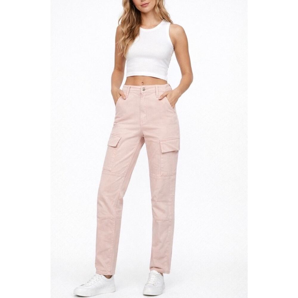 FAVORITE DAUGHTER Sara Super High Rise Cargo Pants Light Pink Size 2